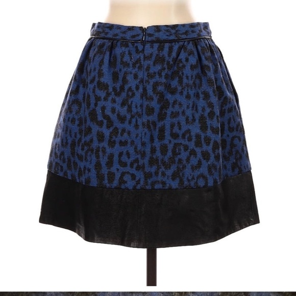 Sea New York - Leather Trim, Blue and Black Animal Print Skirt - size 4 - Picture 1 of 4